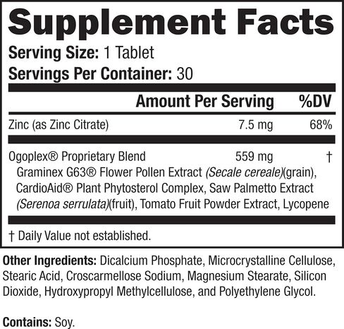 ogoplex® | Male Prostate Health and Urinary Support Supplement with Graminex® Swedish Flower Pollen, Saw Palmetto, Phytosterols & Lycopene - 1 Month Supply (9 Pack) in Saudi Arabia