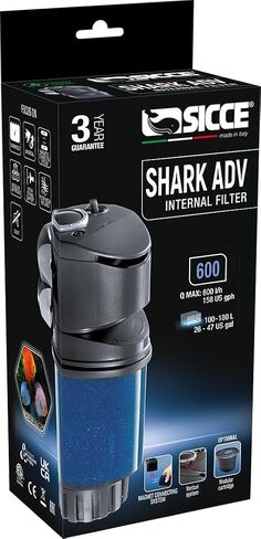 SICCE Shark ADV 600 مرشح حوض السمك الداخلي 158 GPH غاطس | خرطوشة وسائط فلتر المياه المالحة والسلاحف البحرية داخل الخزان in Kuwait