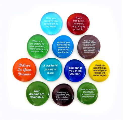 Destiny Stones, 12 Glass Stones To Help You Create Your Own Future. Encouraging and Motivational Messages on Beautiful Word Rocks, by Lifeforce Glass. in Saudi Arabia