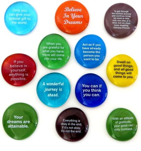 Destiny Stones, 12 Glass Stones To Help You Create Your Own Future. Encouraging and Motivational Messages on Beautiful Word Rocks, by Lifeforce Glass. in Saudi Arabia