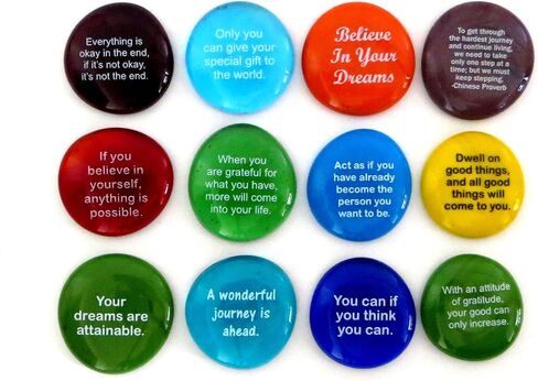 Destiny Stones, 12 Glass Stones To Help You Create Your Own Future. Encouraging and Motivational Messages on Beautiful Word Rocks, by Lifeforce Glass. in Saudi Arabia