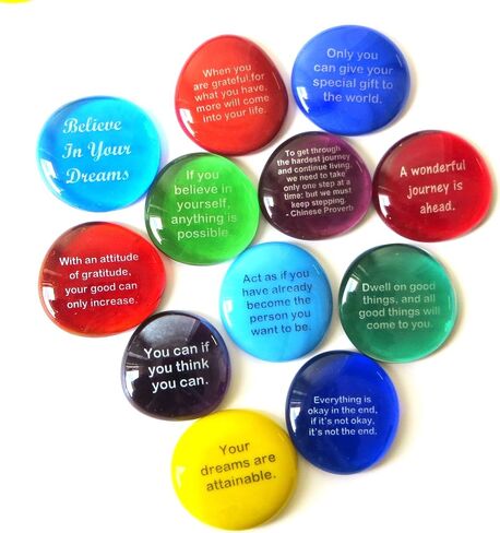 Destiny Stones, 12 Glass Stones To Help You Create Your Own Future. Encouraging and Motivational Messages on Beautiful Word Rocks, by Lifeforce Glass. in Saudi Arabia