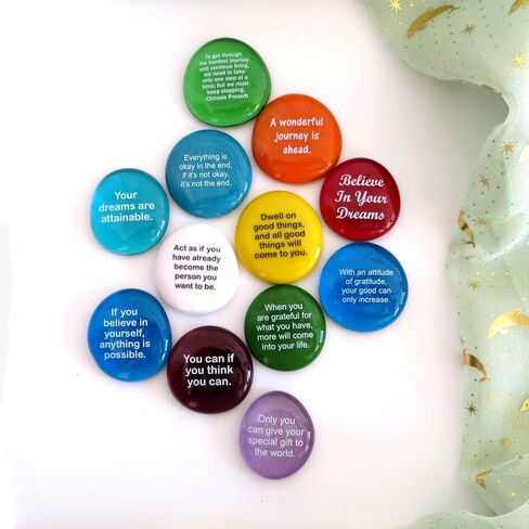 Destiny Stones, 12 Glass Stones To Help You Create Your Own Future. Encouraging and Motivational Messages on Beautiful Word Rocks, by Lifeforce Glass. in Saudi Arabia