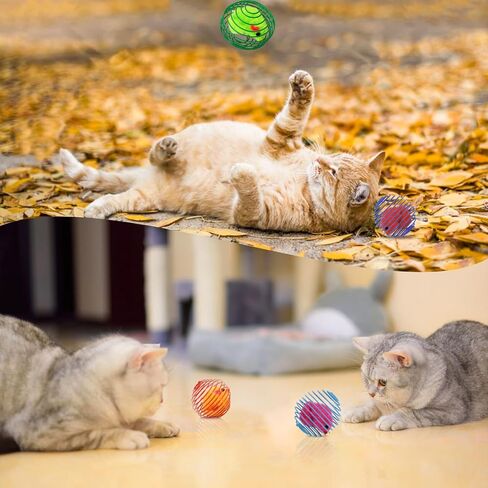 TikoiGou 6 قطع كرات زنبركية للقطط، ألعاب قطط مرحة ملونة، ألعاب تفاعلية للقطط قابلة للتمدد، ألعاب زنبركية مدمجة من القطيفة، مستلزمات الحيوانات الأليفة، لعب داخلي ستة in Kuwait