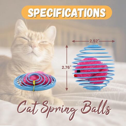 TikoiGou 6 قطع كرات زنبركية للقطط، ألعاب قطط مرحة ملونة، ألعاب تفاعلية للقطط قابلة للتمدد، ألعاب زنبركية مدمجة من القطيفة، مستلزمات الحيوانات الأليفة، لعب داخلي ستة in Kuwait