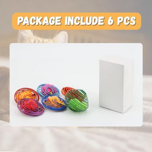 TikoiGou 6 قطع كرات زنبركية للقطط، ألعاب قطط مرحة ملونة، ألعاب تفاعلية للقطط قابلة للتمدد، ألعاب زنبركية مدمجة من القطيفة، مستلزمات الحيوانات الأليفة، لعب داخلي ستة in Kuwait