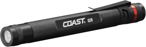 قلم إضاءة LED بشعاع الفحص Coast G20 مع مشبك جيب قابل للتعديل وسطوع ثابت من الحافة إلى الحافة، أسود، 54 لومن، عبوة من 48 قطعة in Kuwait