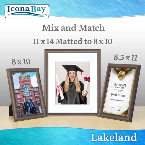 Icona Bay 8.5x11 (22x28 cm) Certificate Frames (Black, 6 Pack), Contemporary Diploma Frames 8.5 x 11, Composite Wood Document Frames for Walls or Table Top, Lakeland Collection in Kuwait