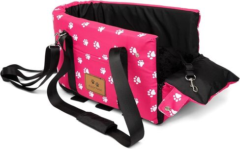 FUZZY PAWZ Pink Dog Car Seat Booster, Portable, for Armrest, Center Console, or Seat, Secured with Straps in Saudi Arabia