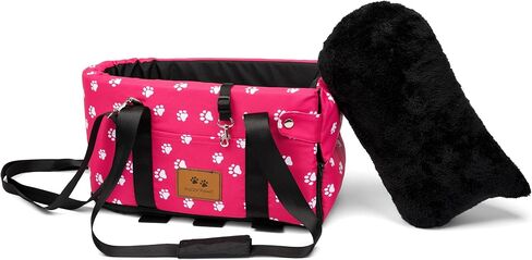 FUZZY PAWZ Pink Dog Car Seat Booster, Portable, for Armrest, Center Console, or Seat, Secured with Straps in Saudi Arabia