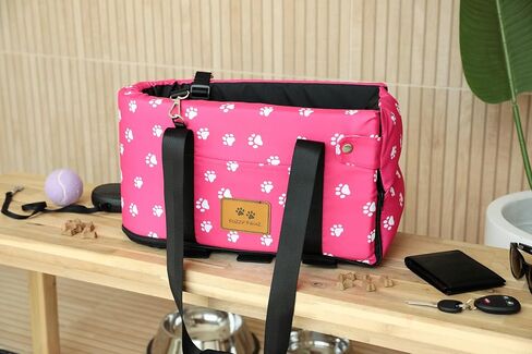 FUZZY PAWZ Pink Dog Car Seat Booster, Portable, for Armrest, Center Console, or Seat, Secured with Straps in Saudi Arabia