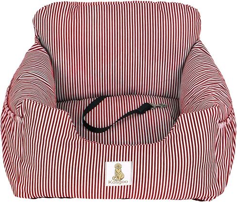 مقعد سيارة للكلاب الصغيرة من Kosgoo، مقاعد معززة للكلاب قابلة للفصل والغسل بالكامل مع جيوب تخزين ومقود أمان قابل للتثبيت، قاعدة غير قابلة للانزلاق لسرير الكلاب ثنائي الاستخدام للسيارة والمنزل (أحمر) in Kuwait