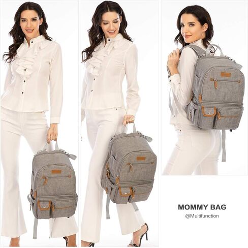MOMIGO Breast Pump Backpack - Cooler and Moistureproof Bag Double Layer for Mother Outdoor Working Backpack with 13 Inch Laptop Compartment Fit Most Breast Pumps (Grey) in Kuwait