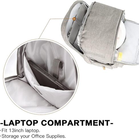MOMIGO Breast Pump Backpack - Cooler and Moistureproof Bag Double Layer for Mother Outdoor Working Backpack with 13 Inch Laptop Compartment Fit Most Breast Pumps (Grey) in Kuwait