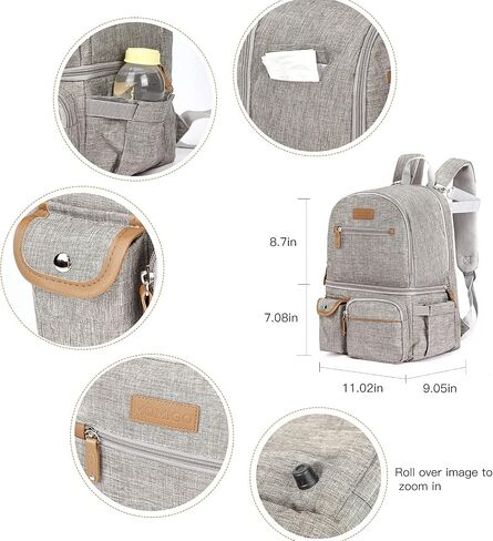 MOMIGO Breast Pump Backpack - Cooler and Moistureproof Bag Double Layer for Mother Outdoor Working Backpack with 13 Inch Laptop Compartment Fit Most Breast Pumps (Grey) in Kuwait