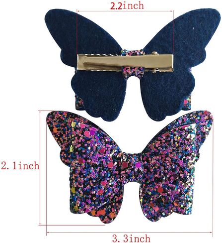 Yazon Baby Girls Glitter Bows Clips Sparkly Butterfly Bows Hair Clips for Toddler Kids Teens 8pcs in Saudi Arabia