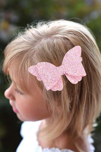 Yazon Baby Girls Glitter Bows Clips Sparkly Butterfly Bows Hair Clips for Toddler Kids Teens 8pcs in Saudi Arabia