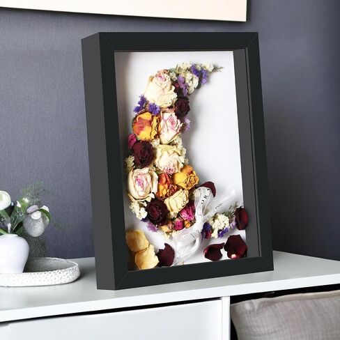 Picrit 8.5x11 Shadow Box Frame, Display Case Box with High Definition Real Glass and Black Back for Memorabilia, Baby Items, Wedding Memories, Crafts, Tickets and Photos, Black in Kuwait