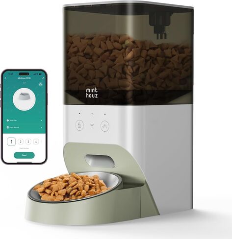 Minthouz Automatic Cat Feeder, 4L Cat Food, 2.4G WiFi App Control, Regular Feeding, Sound Recording Function for Small and Medium Pets in Kuwait