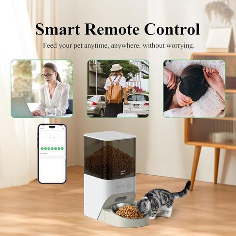 Minthouz Automatic Cat Feeder, 4L Cat Food, 2.4G WiFi App Control, Regular Feeding, Sound Recording Function for Small and Medium Pets in Kuwait