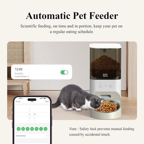 Minthouz Automatic Cat Feeder, 4L Cat Food, 2.4G WiFi App Control, Regular Feeding, Sound Recording Function for Small and Medium Pets in Kuwait