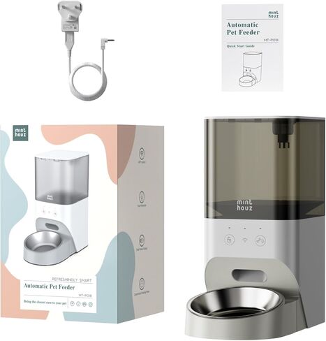 Minthouz Automatic Cat Feeder, 4L Cat Food, 2.4G WiFi App Control, Regular Feeding, Sound Recording Function for Small and Medium Pets in Kuwait