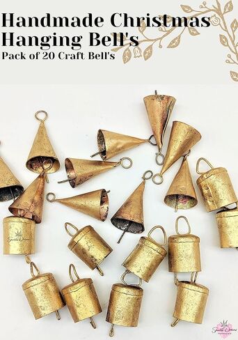 Sparkle Dreams Rustic Style Bells 20 Pieces Made of Tin Mix Shabby Chic Small Cow Bells for Crafts Christmas Tree Jingle Hanging Bells in Kuwait