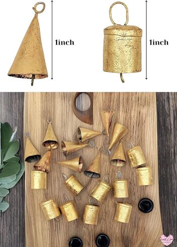 Sparkle Dreams Rustic Style Bells 20 Pieces Made of Tin Mix Shabby Chic Small Cow Bells for Crafts Christmas Tree Jingle Hanging Bells in Kuwait