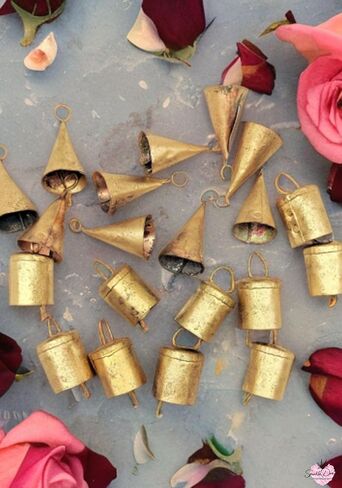 Sparkle Dreams Rustic Style Bells 20 Pieces Made of Tin Mix Shabby Chic Small Cow Bells for Crafts Christmas Tree Jingle Hanging Bells in Kuwait