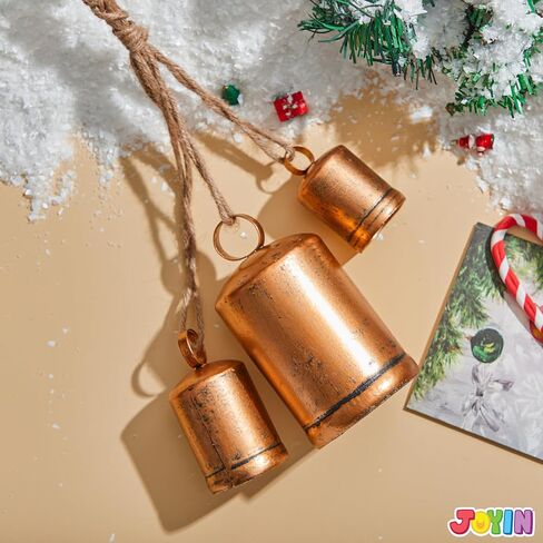 JOYIN عيد الميلاد أجراس ريفي عيد الميلاد الديكور مجموعة من 3 (النحاس) لزينة عيد الميلاد، ديكور شجرة عيد الميلاد، ديكورات عطلة داخلية في الهواء الطلق in Saudi Arabia