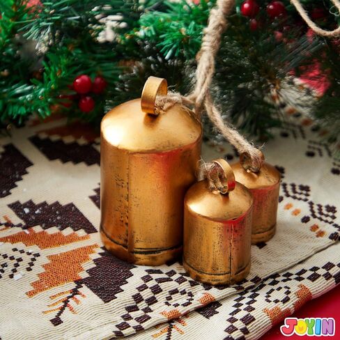 JOYIN عيد الميلاد أجراس ريفي عيد الميلاد الديكور مجموعة من 3 (النحاس) لزينة عيد الميلاد، ديكور شجرة عيد الميلاد، ديكورات عطلة داخلية في الهواء الطلق in Saudi Arabia