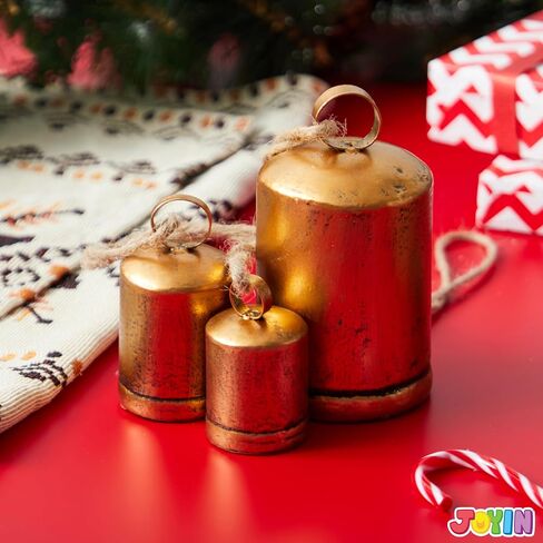 JOYIN عيد الميلاد أجراس ريفي عيد الميلاد الديكور مجموعة من 3 (النحاس) لزينة عيد الميلاد، ديكور شجرة عيد الميلاد، ديكورات عطلة داخلية في الهواء الطلق in Saudi Arabia