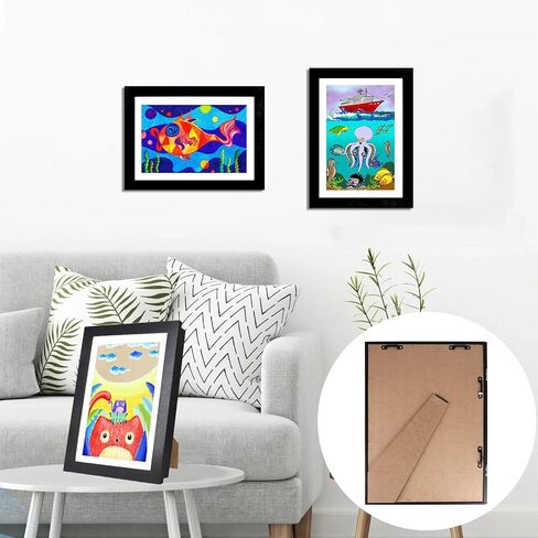 ECOMAID 3 PACK إطارات فنية للأطفال، إطارات عمل فنية للأطفال مقاس 8.5 × 11 قابلة للتغيير، إطارات مفتوحة أمامية لرسومات الأطفال مع دعامة، إطارات للأعمال الفنية للأطفال مع طريقتين للعرض - تعليق ووقوف in Kuwait