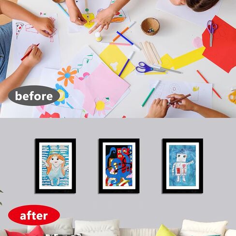 ECOMAID 3 PACK إطارات فنية للأطفال، إطارات عمل فنية للأطفال مقاس 8.5 × 11 قابلة للتغيير، إطارات مفتوحة أمامية لرسومات الأطفال مع دعامة، إطارات للأعمال الفنية للأطفال مع طريقتين للعرض - تعليق ووقوف in Kuwait