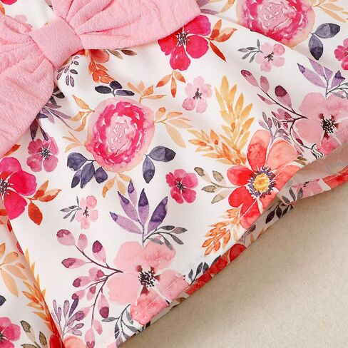 Veikimous طفل رضيع فتاة ملابس الصيف الرضع أطقم ملابس للفتيات كشكش الأزهار بلوزات بلا اكمام مجموعات قصيرة ملابس الفتيات الصغيرات in Kuwait