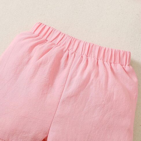 Veikimous طفل رضيع فتاة ملابس الصيف الرضع أطقم ملابس للفتيات كشكش الأزهار بلوزات بلا اكمام مجموعات قصيرة ملابس الفتيات الصغيرات in Kuwait