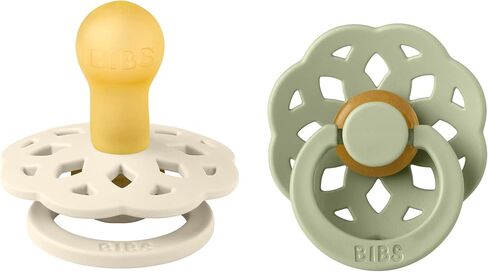 BIBS Pacifiers - Boheme Collection | BPA-Free Baby Pacifier | Made in Denmark | Set of 2 Ivory/Sage Color Premium Soothers | Size 0-6 Months in Kuwait