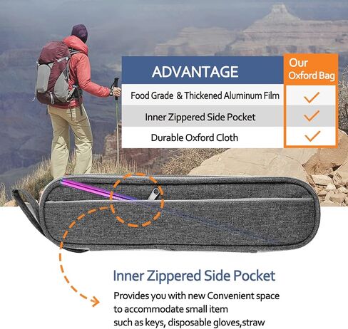 Travel Reusable Utensils Silverware with Case,Travel Camping Cutlery set,Chopsticks and Straw Portable Flatware with Case, Stainless steel Travel Utensil set 8 Piece AF(Silver-Gold） in Kuwait