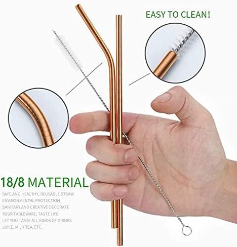 Travel Reusable Utensils Silverware with Case,Travel Camping Cutlery set,Chopsticks and Straw Portable Flatware with Case, Stainless steel Travel Utensil set 8 Piece AF(Silver-Gold） in Kuwait