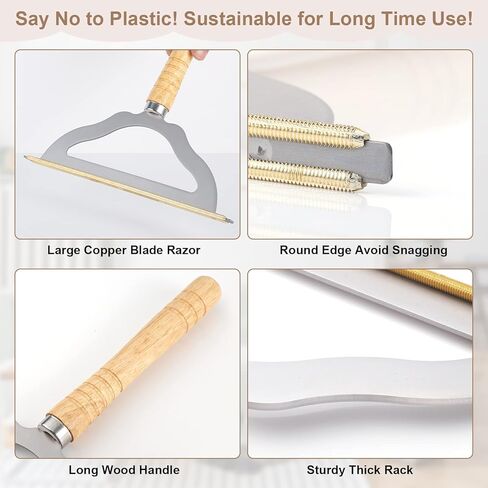 V2.0 Large Carpet Rake Pet Hair Remover, Reusable Long Handle Low Pile Carpet Scraper Lint Remover for Cat Hair Removal, Metal Dog Hair Remover Lint Brush, Rugs Couch Furniture Stairs Fabric Shaver in Kuwait