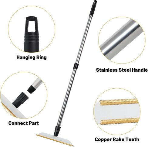 اداة ازالة شعر الحيوانات الاليفة بمقبض طويل قابل للتعديل بطول 60 انش من هسايا، مجرفة شعر الحيوانات الاليفة، مجرفة سجاد متينة لازالة شعر الحيوانات الاليفة، مكشطة لازالة الوبر للسجاد والحصير والاريكة in Kuwait