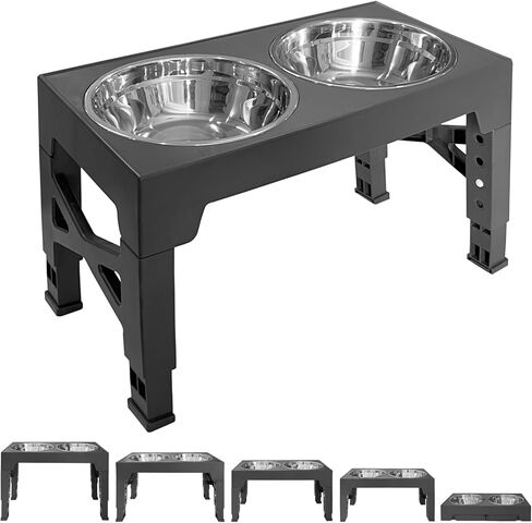 STUDESK Elevated Dog Bowls with 2 Stainless Steel Adjustable Height Dog Food Bowls in Kuwait
