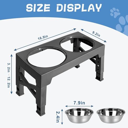 STUDESK Elevated Dog Bowls with 2 Stainless Steel Adjustable Height Dog Food Bowls in Kuwait