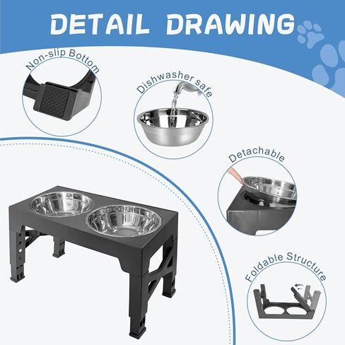 STUDESK Elevated Dog Bowls with 2 Stainless Steel Adjustable Height Dog Food Bowls in Kuwait