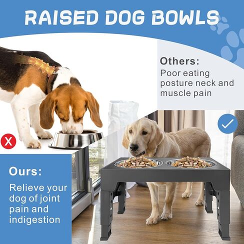 STUDESK Elevated Dog Bowls with 2 Stainless Steel Adjustable Height Dog Food Bowls in Kuwait