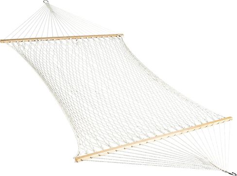 Bliss Hammocks 2-Person Hammock, Classic 80" x 60" Double Seater Hammock with Woven Cotton Rope & Wood Spreader Bar - 450 Pound Capacity, Natural in Saudi Arabia