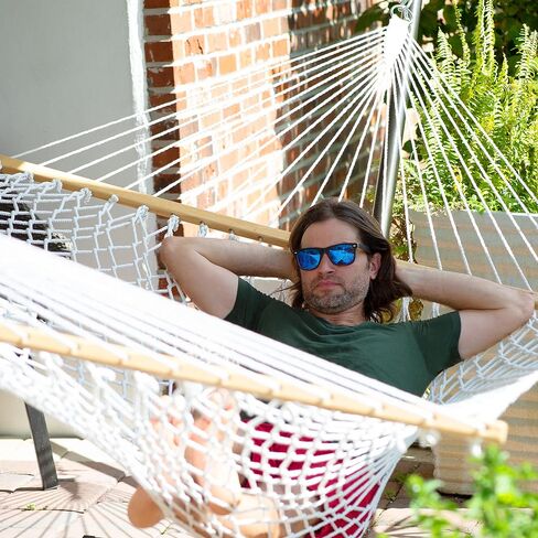 Bliss Hammocks 2-Person Hammock, Classic 80" x 60" Double Seater Hammock with Woven Cotton Rope & Wood Spreader Bar - 450 Pound Capacity, Natural in Saudi Arabia