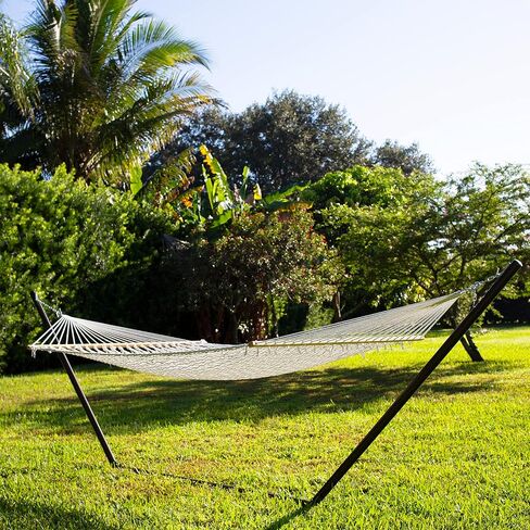 Bliss Hammocks 2-Person Hammock, Classic 80" x 60" Double Seater Hammock with Woven Cotton Rope & Wood Spreader Bar - 450 Pound Capacity, Natural in Saudi Arabia