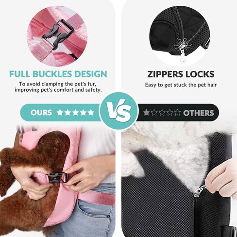 لوكوف شنطة ظهر لحمل الحيوانات الاليفة، مزودة بارجل سريعة التركيب وقابلة للتعديل، شنطة سفر للتخييم والمشي لمسافات طويلة والسفر والاستخدام الخارجي للكلاب الصغيرة والمتوسطة والجراء والكلاب (زهري، مقاس S) in Kuwait