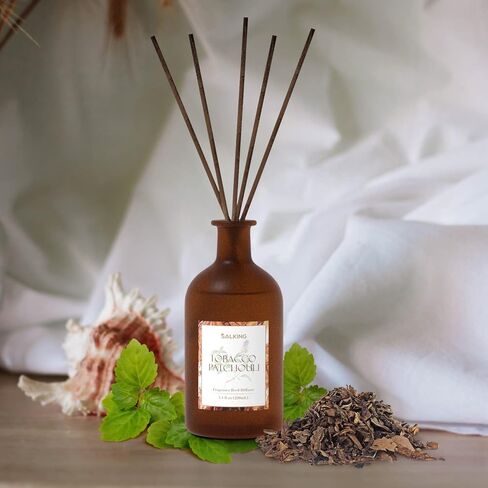 ناشر قصب الباتشولي والتبغ من سالكينج للمنزل، ناشر معطر بعصي، 7.4 أونصة، مجموعة ناشر قصب للرجال، مجموعة أعواد ناشر الزيت، ناشر عطور منزلية، أساسيات غرفة نوم الرجال، ديكور المنزل in Kuwait